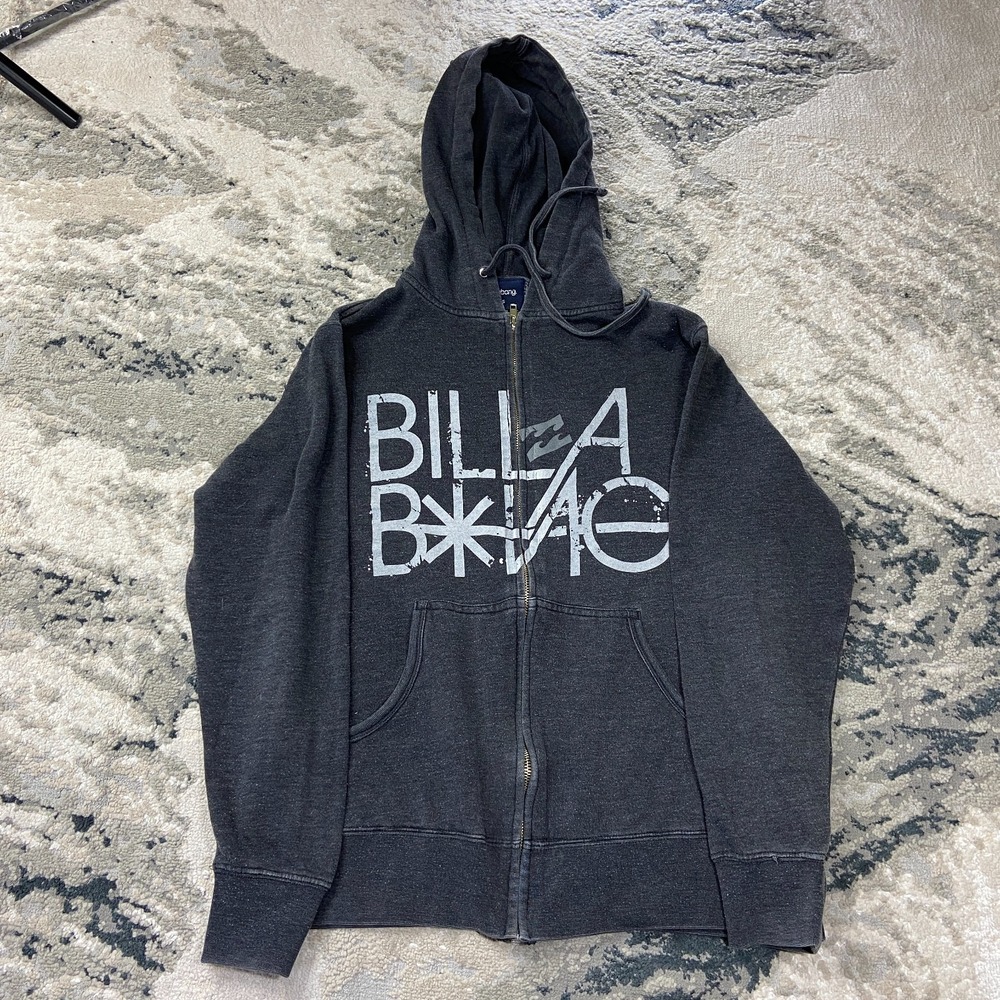 Y2K Billabong Hoodie Sz S Dark Gray‎ Cotton Graphic Spellout Surf Skate